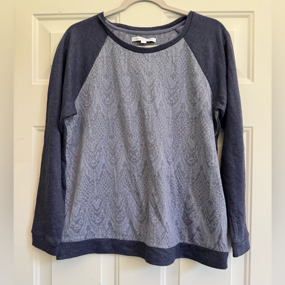 Adrienne Vittadini Navy and Gray Lace Sweatshirt